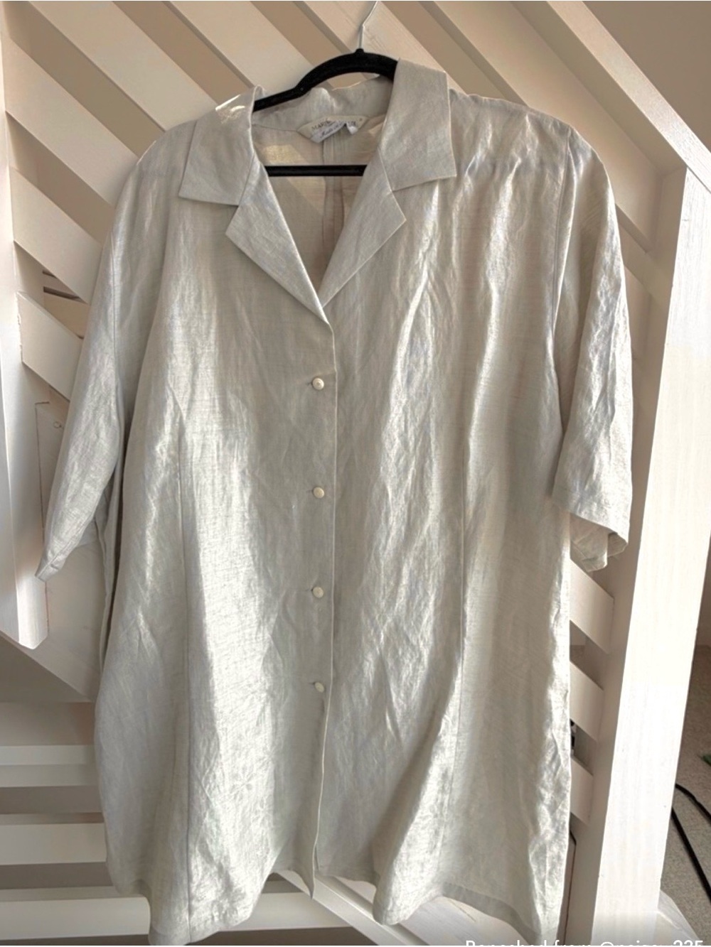 Marina Rinaldi Linen Tunic/ Mini Dress Oversized Button Front Italy Neutral - Picture 2 of 9